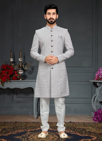 Attractive Grey Imported Embroidered Indo Western