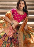 Attractive Multi Colour Banarasi Embroidered A Line Lehenga Choli for Engagement - 1