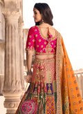 Attractive Multi Colour Banarasi Embroidered A Line Lehenga Choli for Engagement - 3