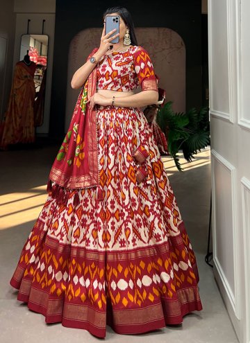 Attractive Multi Colour Tussar Silk Foil Print Lehenga Choli for Ceremonial