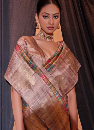 Attractive Multi Colour Tussar Silk Woven Contemporary Saree for Ceremonial