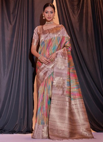 Attractive Multi Colour Tussar Silk Woven Contemporary Saree for Ceremonial