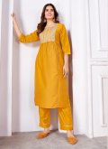 Attractive Mustard Silk Embroidered Trendy Salwar Suit for Ceremonial - 3