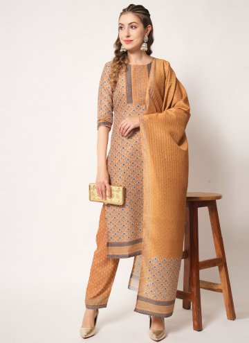 Attractive Orange Muslin Embroidered Trendy Salwar Kameez for Casual