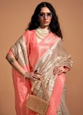Attractive Peach Kanjivaram Silk Woven Designer Saree - 1