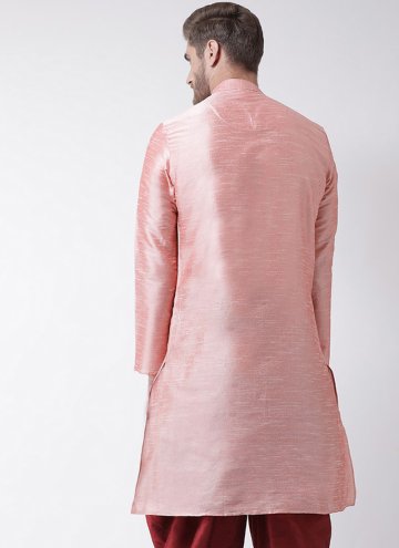 Attractive Pink Art Dupion Silk Plain Work Kurta