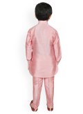 Attractive Pink Art Dupion Silk Plain Work Kurta Pyjama - 1