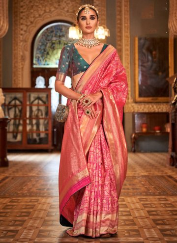 Attractive Pink Banarasi Woven Designer Saree for 