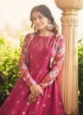 Attractive Pink Cotton  Embroidered Designer Gown for Engagement - 2