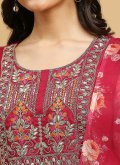 Attractive Pink Cotton  Embroidered Trendy Suit - 1