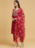 Attractive Pink Cotton  Embroidered Trendy Suit - 3