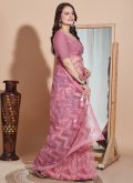Attractive Pink Net Embroidered Contemporary Saree - 3
