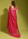 Attractive Printed Chiffon Pink Designer Saree - 1