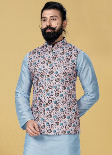 Attractive Printed Cotton  Peach Nehru Jackets