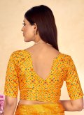 Attractive Printed Linen Mustard Trendy Saree - 2