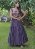 Attractive Purple Faux Georgette Embroidered Designer Gown for Ceremonial - 2