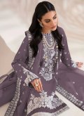 Attractive Purple Faux Georgette Embroidered Salwar Suit - 1