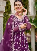 Attractive Purple Net Cord Trendy Salwar Suit - 1