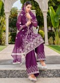 Attractive Purple Net Cord Trendy Salwar Suit - 2