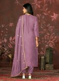 Attractive Purple Organza Embroidered Salwar Suit for Ceremonial - 2