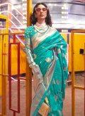 Attractive Rama Handloom Silk Woven Classic Designer Saree for Ceremonial - 1