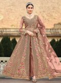 Attractive Rose Pink Net Cord Salwar Suit - 2