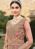 Attractive Rose Pink Net Cord Salwar Suit - 3