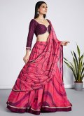Attractive Rose Pink Organza Lace A Line Lehenga Choli for Ceremonial - 2