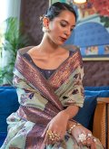 Attractive Sea Green Organza Woven Contemporary Saree for Festival - 1