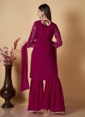 Attractive Sequins Work Georgette Hot Pink Salwar Suit - 2
