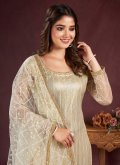 Attractive White Cotton  Embroidered Salwar Suit - 1