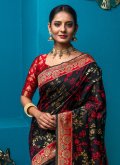 Attractive Woven Silk Black Trendy Saree - 1