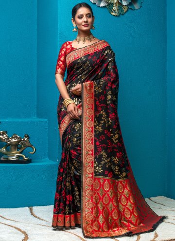 Attractive Woven Silk Black Trendy Saree