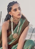 Attractive Woven Silk Green Contemporary Saree - 2