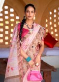 Attractive Woven Silk Pink Classic Designer Saree - 1