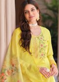 Attractive Yellow Cotton  Embroidered Trendy Salwar Kameez for Ceremonial - 1