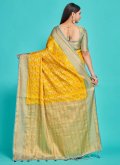 Attractive Yellow Kanjivaram Silk Woven Trendy Saree for Party - 1