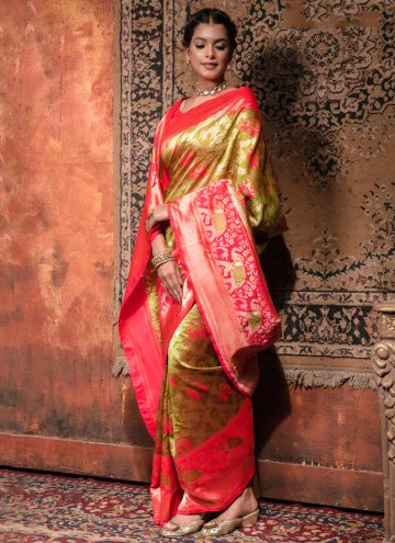 Banarasi Classic Designer Saree in Green Enhanced with Woven