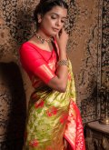 Banarasi Classic Designer Saree in Green Enhanced with Woven - 2