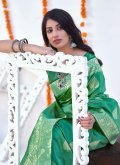 Banarasi Classic Designer Saree in Green Enhanced with Woven - 1