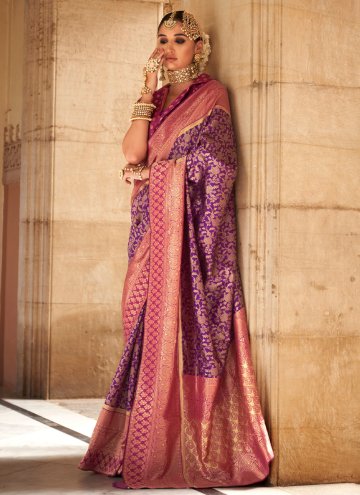 Banarasi Classic Designer Saree in Pink and Purple