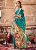 Banarasi Classic Designer Saree in Turquoise Enhanced with Woven - 1