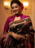 Banarasi Designer Saree in Black Enhanced with Woven - 1