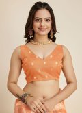 Banarasi Designer Saree in Orange Enhanced with Woven - 1
