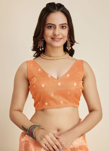 Banarasi Designer Saree in Orange Enhanced with Woven