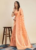Banarasi Designer Saree in Orange Enhanced with Woven - 3