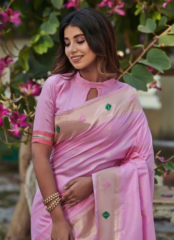 Banarasi Designer Saree in Pink Enhanced with Woven