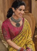 Banarasi Designer Saree in Yellow Enhanced with Diamond Work - 2