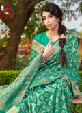 Banarasi Designer Traditional Saree in Sea Green Enhanced with Woven - 1
