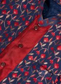 Banarasi Indo Western in Navy Blue and Red Enhanced with Jacquard Work - 5